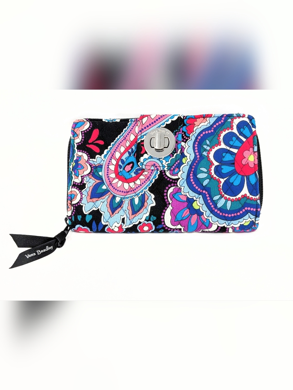 Vera Bradley Black Multicolor Paisley Multi Turn-Lock Wallet